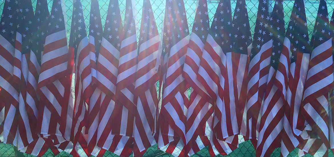 group of American flags