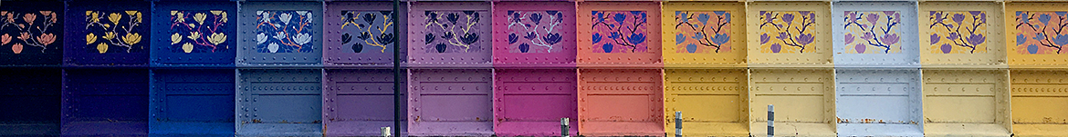 flower painting paste up on a bridge overpass