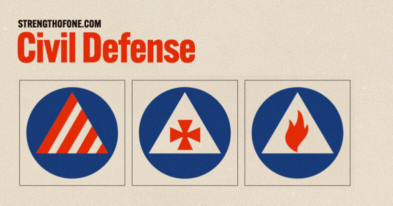 A set of three civil defense logos from the illustration project.