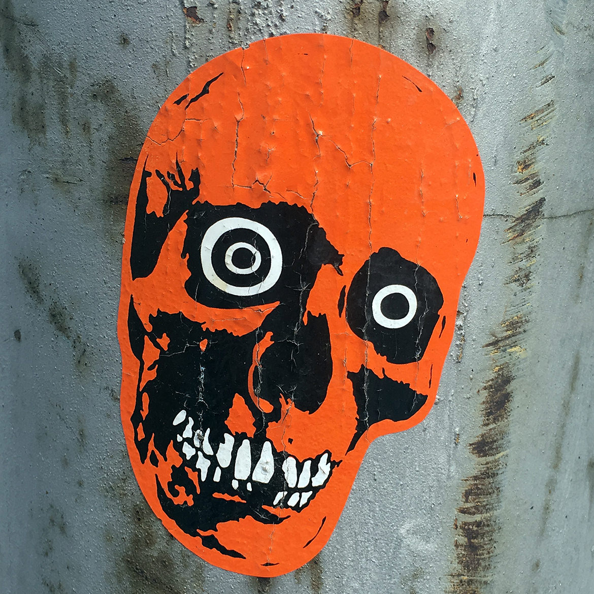 orange skull sticker