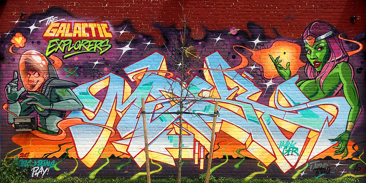 galactic explorers graffiti mural
