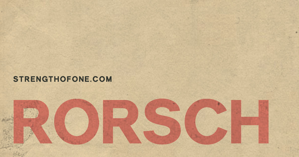 An old textured paper background with the word Rorsch set in red sans serif type.